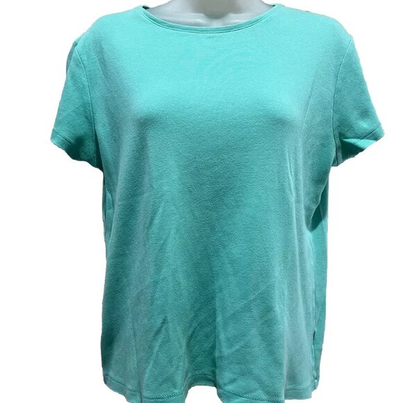 Coldwater Creek T Shirt Top L Soft Mint Green Short Sleeve Crew Neck - Picture 1 of 3